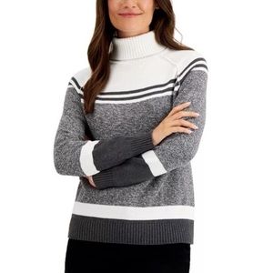 Karen Scott Colorblock Turtleneck Sweater
